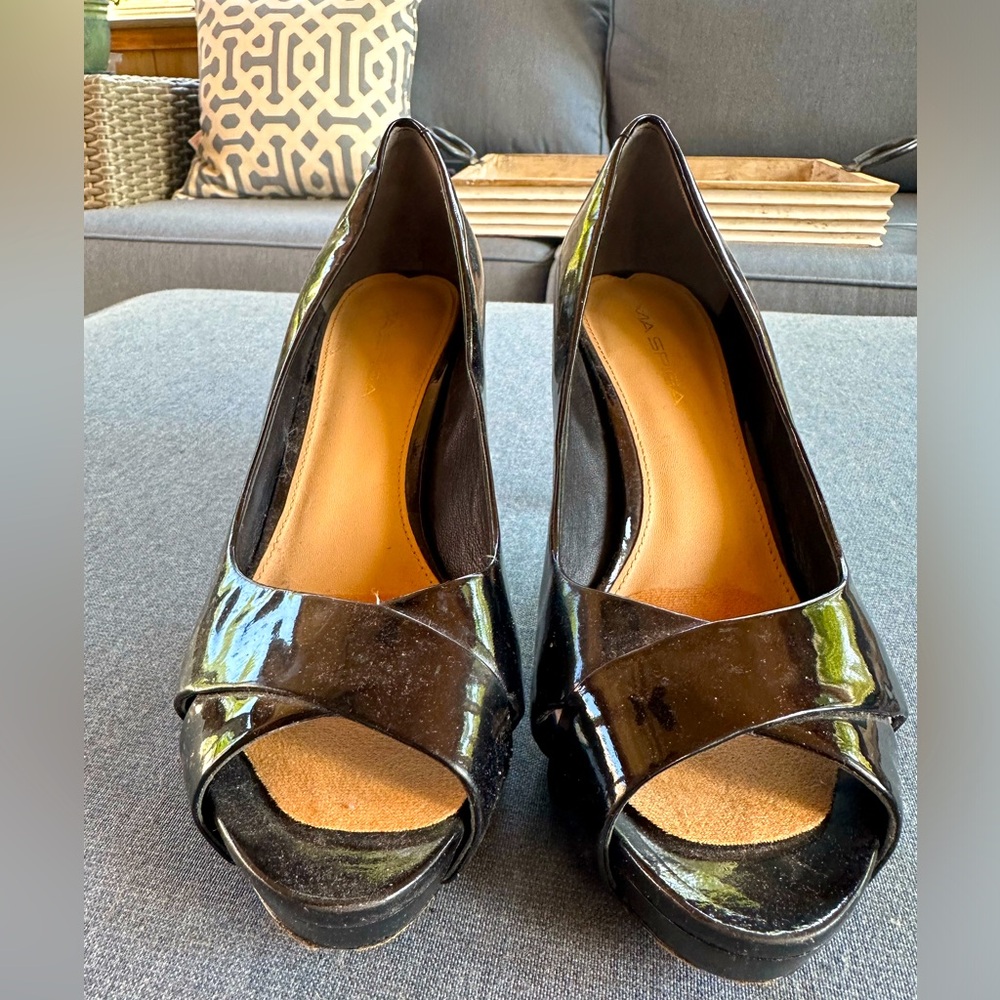 Via spiga high heel black leather sandals